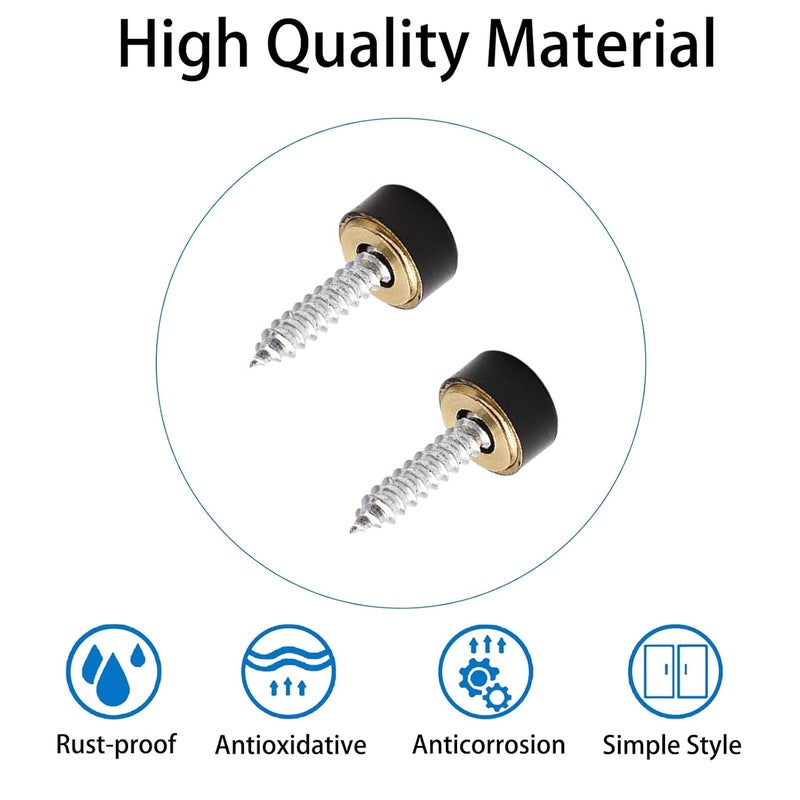 INCREWAY Pure Copper Mirror Screws Black 20Sets 10MM Simplicity Mirror Nails Decorative Cap Covers Mirror Screws Caps - Image 3